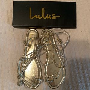 Lulus Micah Light Gold Lace-Up Sandals